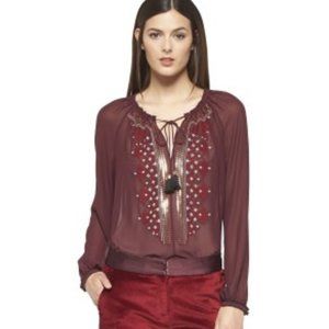 Altuzarra for Target Burgundy Embroidered Blouse